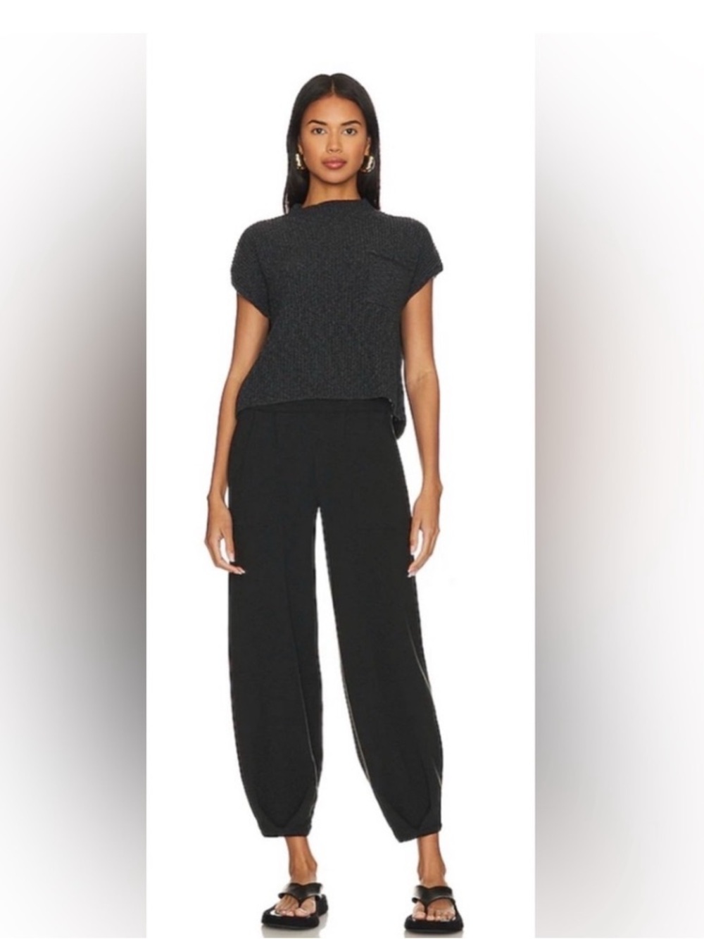 Free People Freya Sweater Set in Charcoal Black Size XL